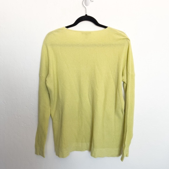 Eileen Fisher Knit Sweater Cotton Long Sleeve Small Lime Green Summer brat - Picture 4 of 5